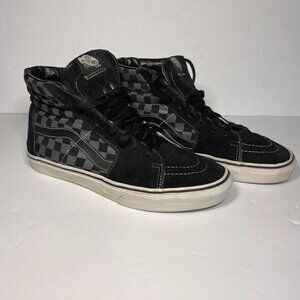 Vans Off The Wall High Top Skateboarding Shoes Black Gray Checkered Size 9